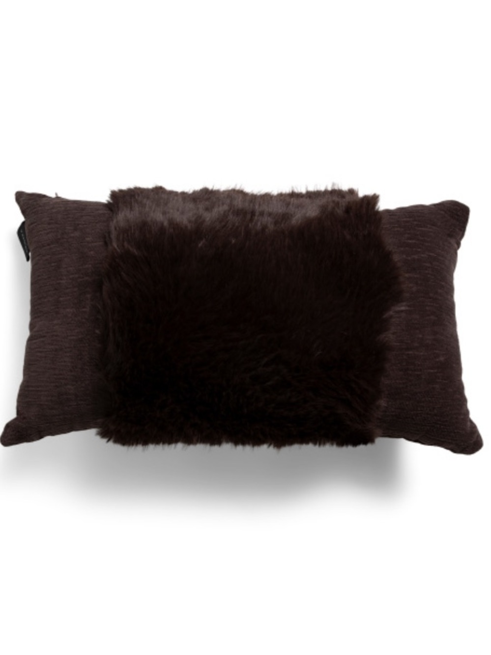 Tahari Faux Fur Accent Pillow in Dark Brown